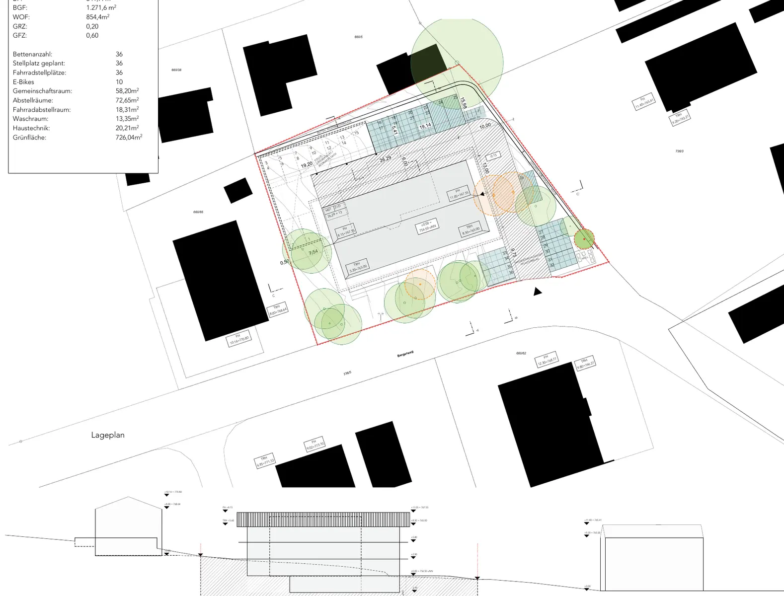 Lageplan des Wohnprojekts am Bergerweg in Bad Wiessee