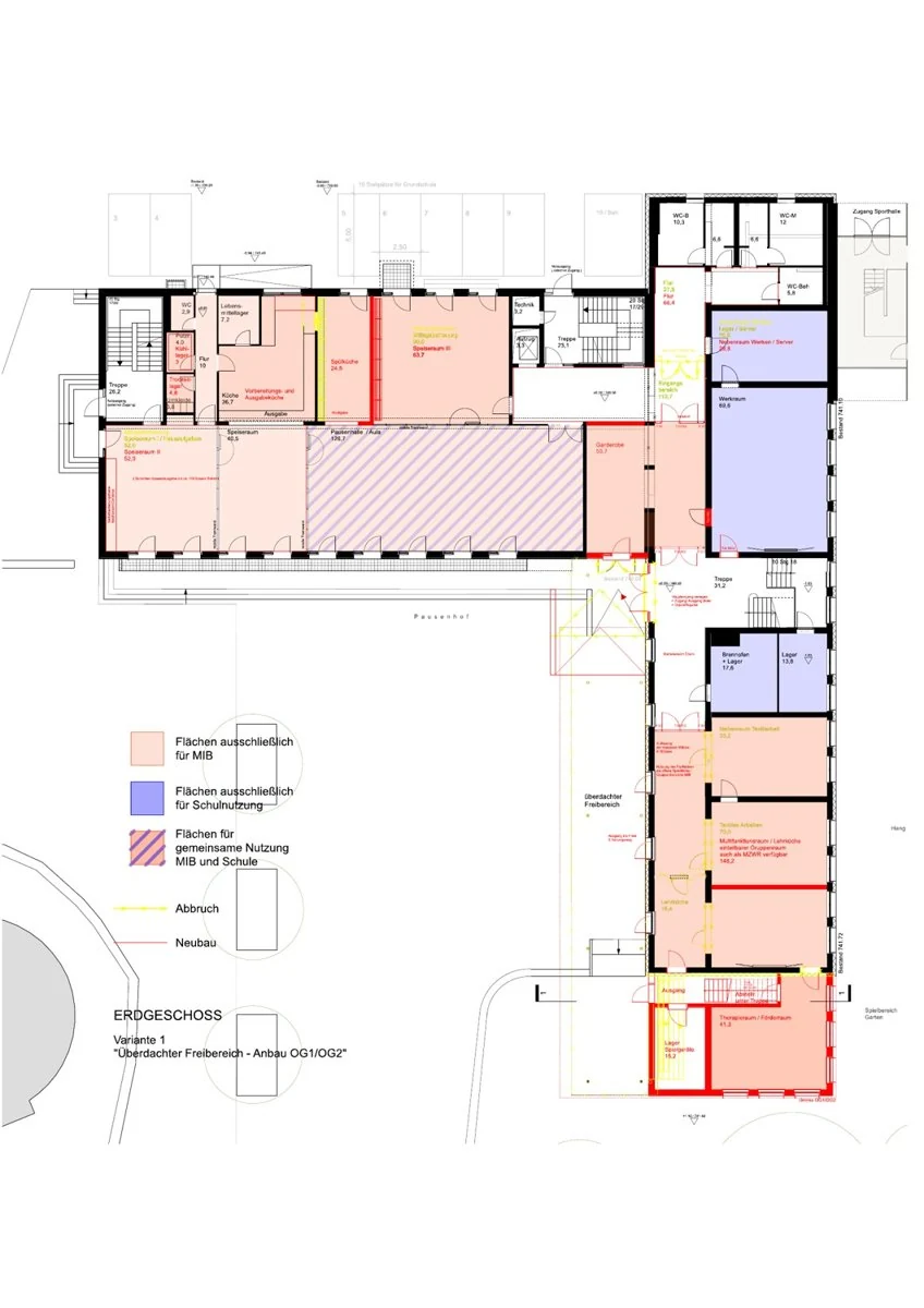 Grundschule Gmund – Variante I · Erdgeschoss.