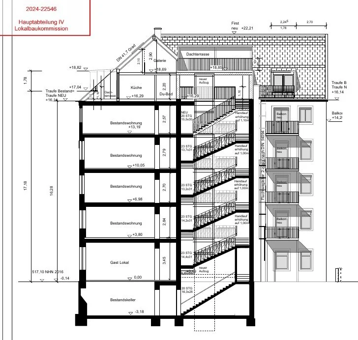 Untere Weidenstraße 21 – Gebäudeschnitt.