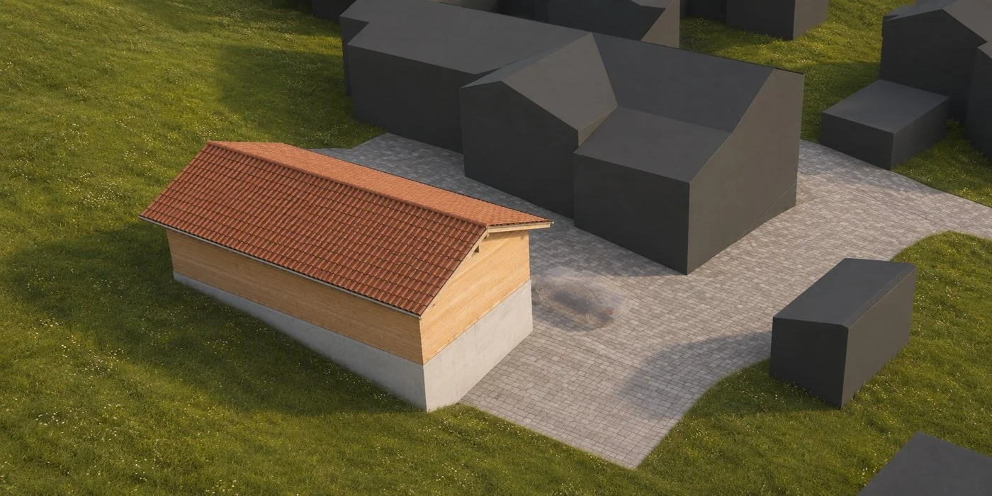 Wallbergstraße 27 – Garage und Dach · Entwurfsstand.